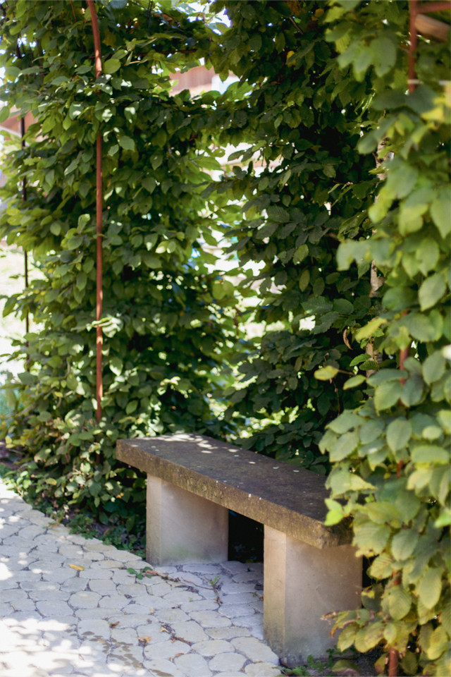Steinbank im Grünen